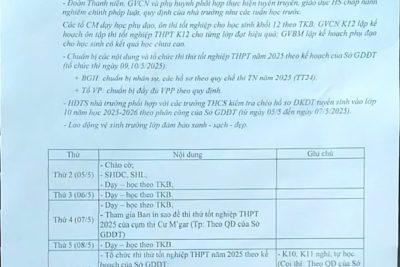 Lịch công tác tuần 33