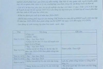 Lịch công tác tuần 34