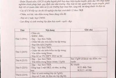 Lịch công tác tuần 35